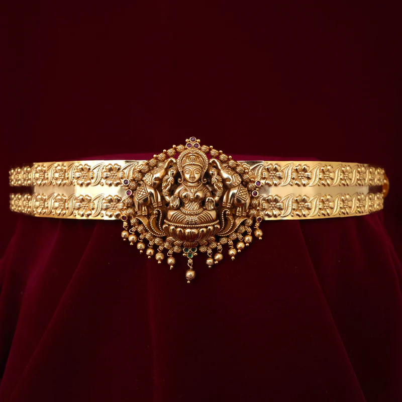 Antique Gold Nagas Gajalakshmi Bridal Hipbelt